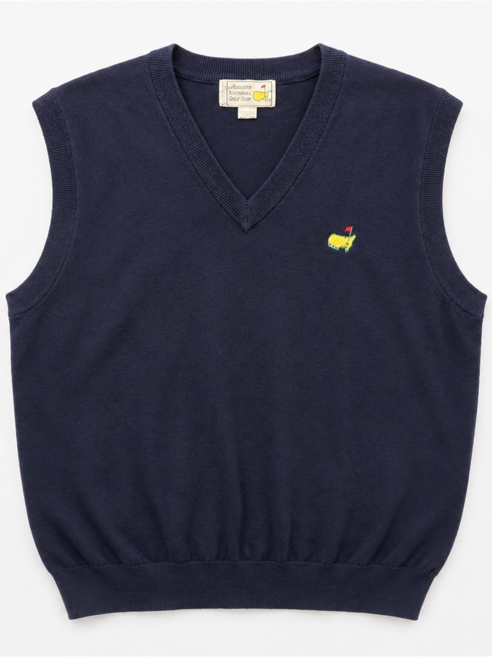 Masters Augusta National Golf Shop V-Neck Sweater Vest Men’s Size L Navy Blue